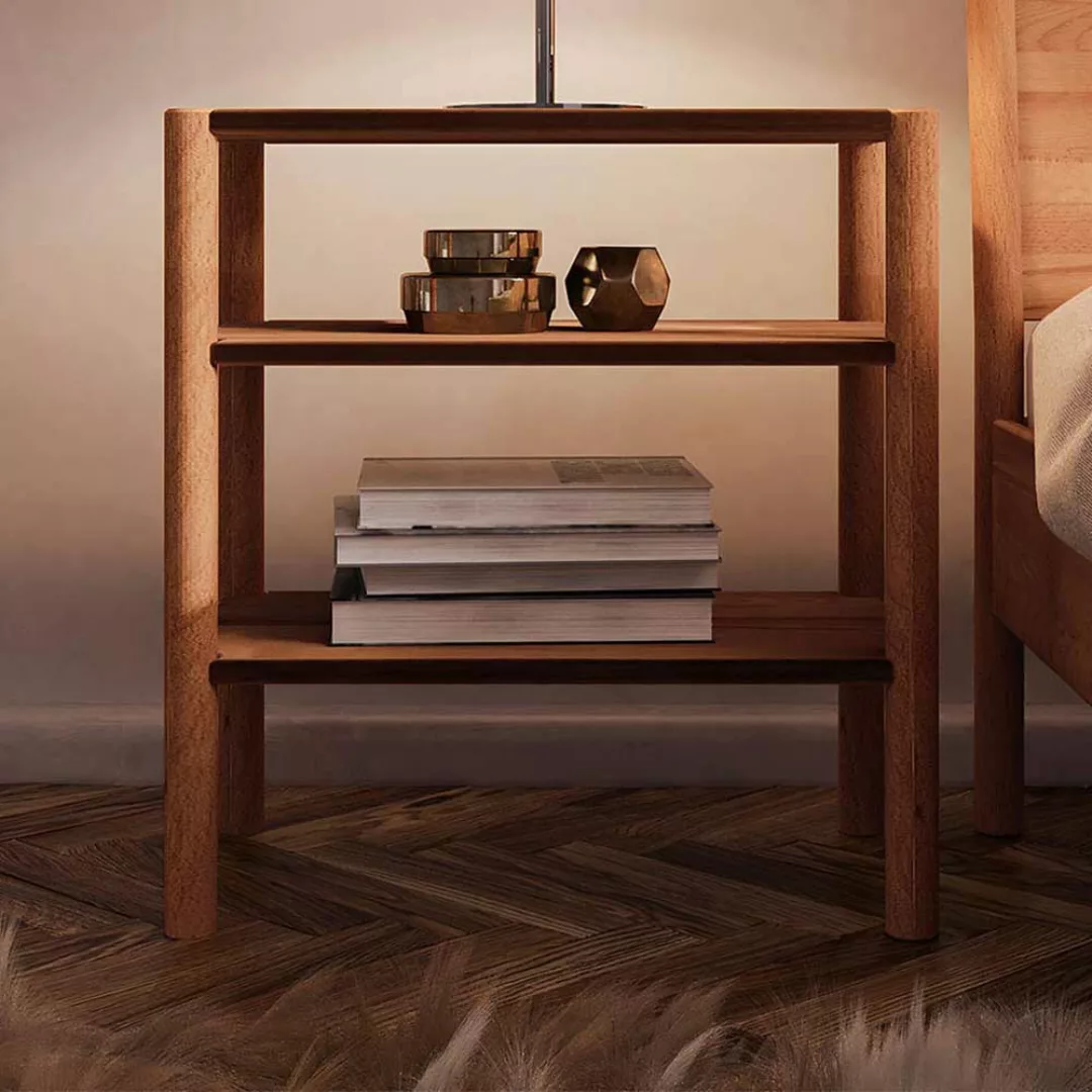 Bett Tisch aus Wildbuche Massivholz 64 cm hoch - 60 cm breit günstig online kaufen
