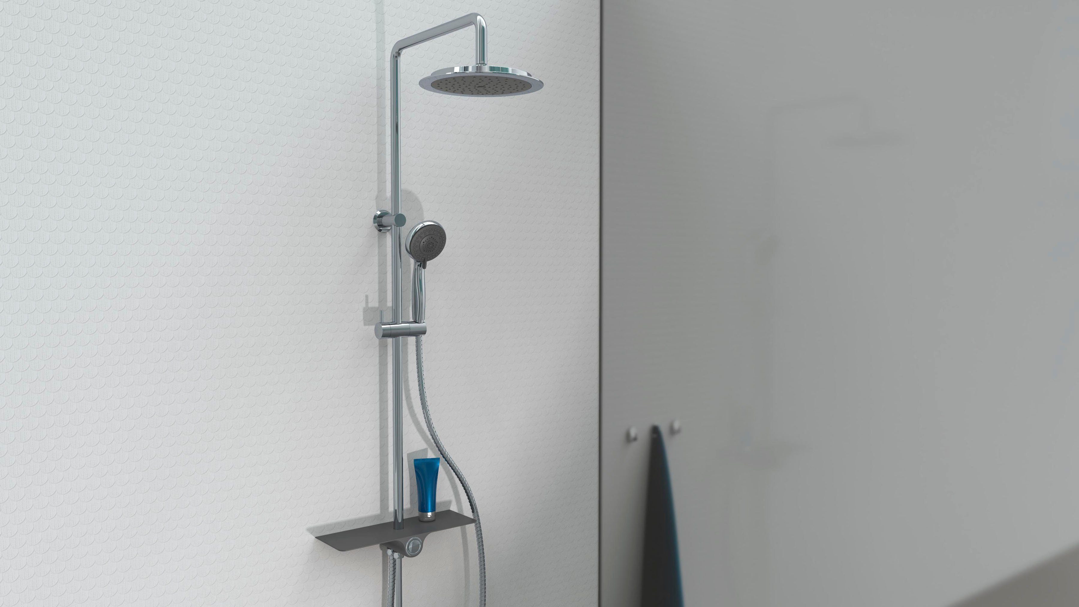 Schütte Überkopf-Brauseset Aquastar Umsteller mittig Chrom-Weiß günstig online kaufen