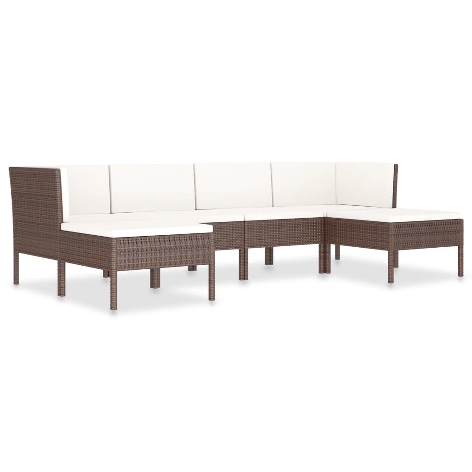 6-tlg. Garten-lounge-set Mit Auflagen Poly Rattan Braun günstig online kaufen