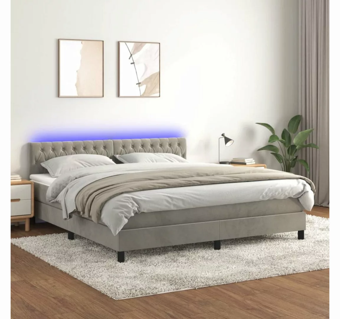 vidaXL Boxspringbett Bett Boxspringbett mit Matratze & LED Samt (180 x 200 günstig online kaufen