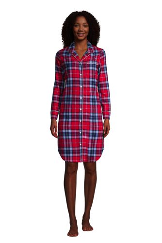 Flanell-Nachthemd mit Taschen in Petite-Größe, Damen, Größe: XS Petite, Rot günstig online kaufen