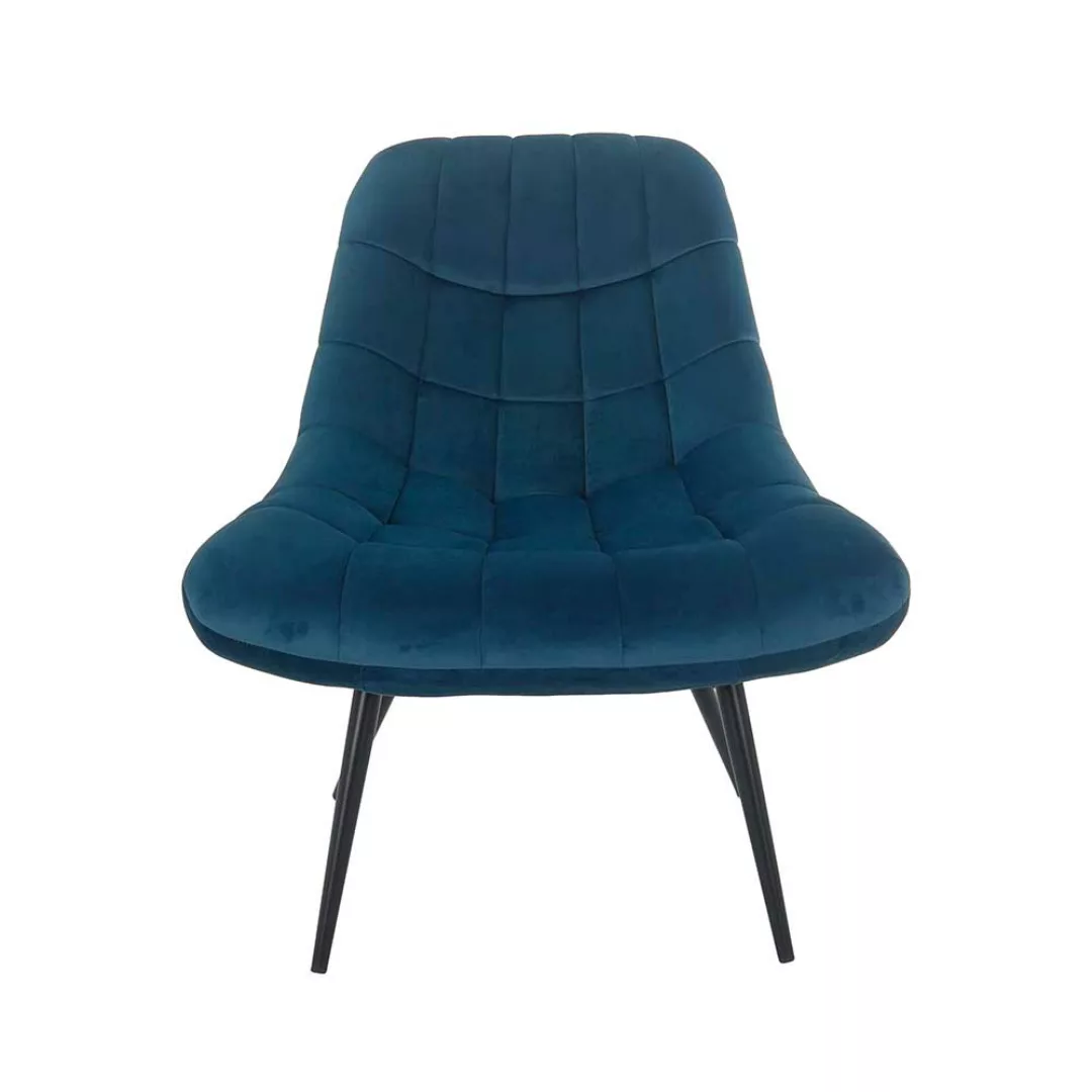 Lounge Stuhl in Blau Samt Retro Look günstig online kaufen