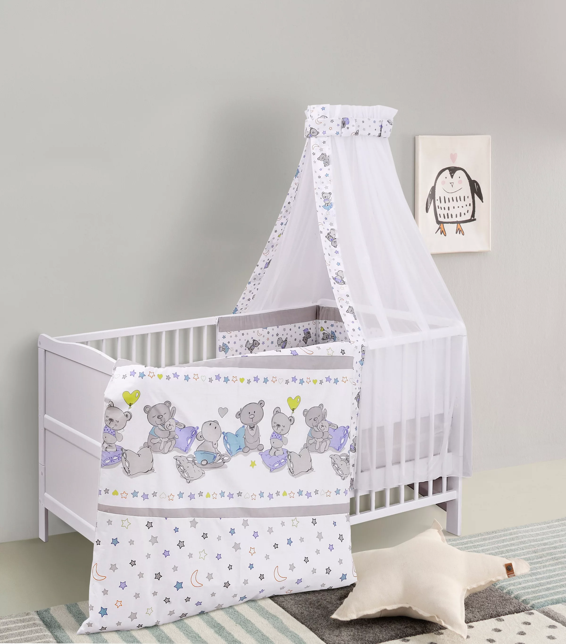 Lüttenhütt Babybett Komplettbett, Textilset "Bärchen", in 2 Größen, 4-tlg., günstig online kaufen