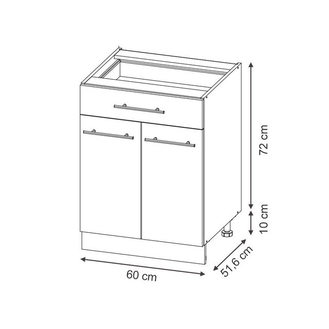 Vicco Unterschrank Fame-Line, Dunkelblau Hochglanz/Anthrazit, 60 cm mit Sch günstig online kaufen