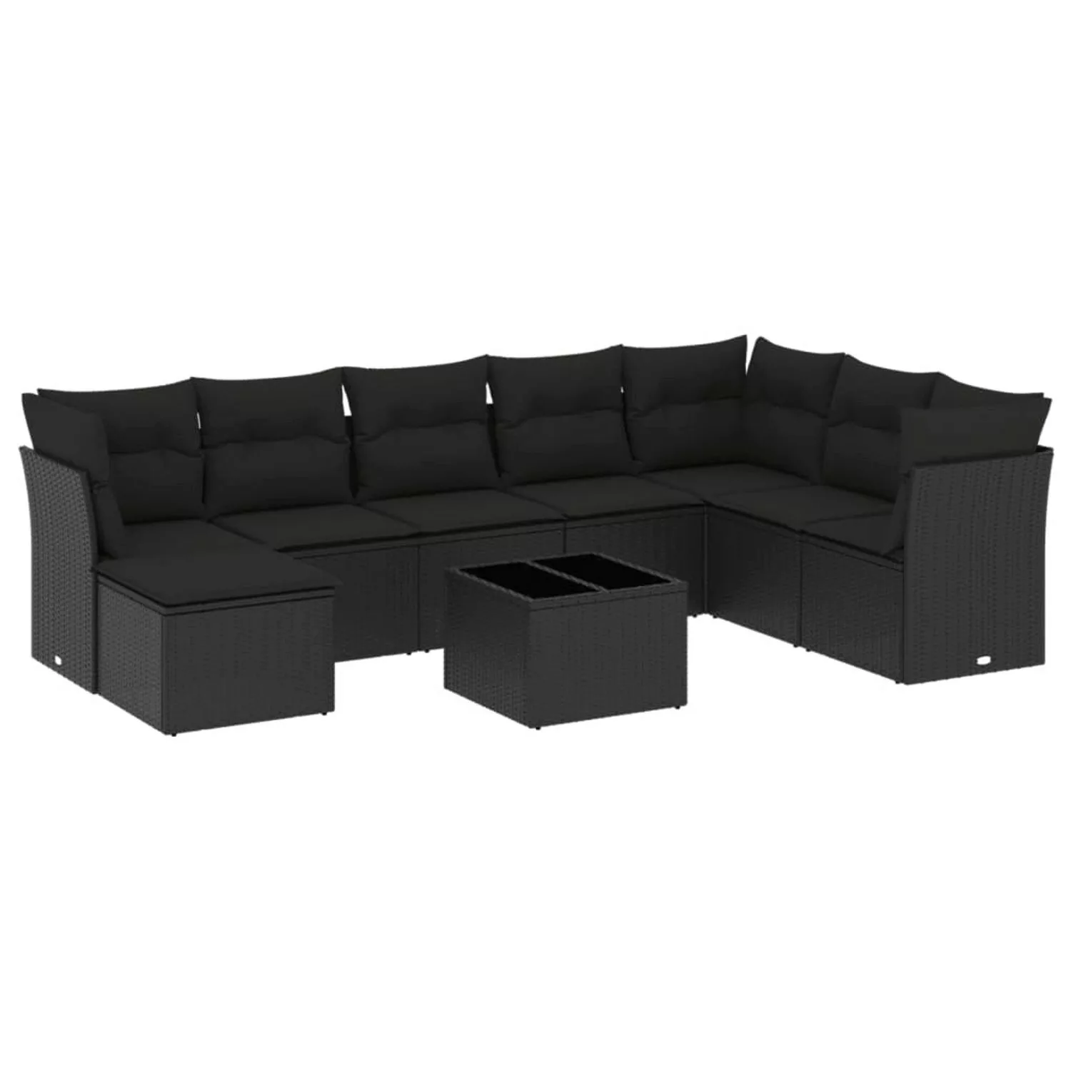 vidaXL 9-tlg Garten-Sofagarnitur mit Kissen Schwarz Poly Rattan Modell 43 günstig online kaufen