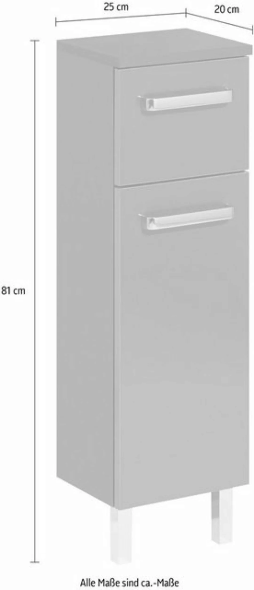 Saphir Unterschrank Quickset Badschrank mit 1 Tür, 1 Schublade, 25 cm breit günstig online kaufen