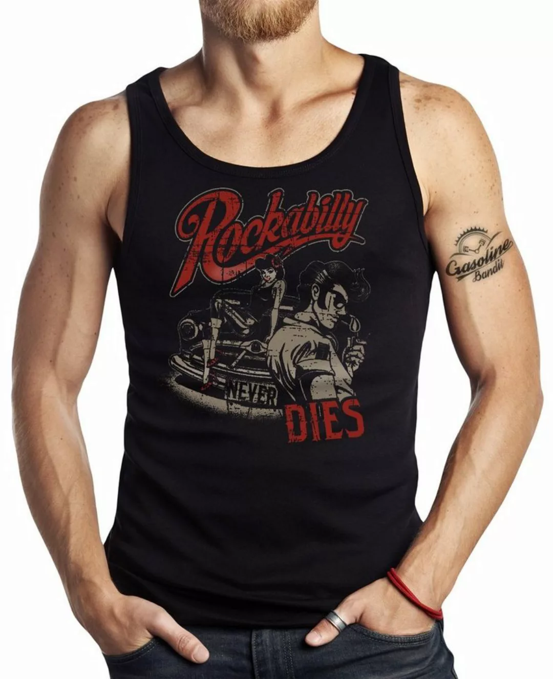 GASOLINE BANDIT® Tanktop für Hot-Rod Biker Racer Motorrad Fans: Rockabilly günstig online kaufen