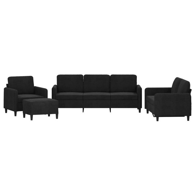 vidaXL Sofa, 4-tlg. Sofagarnitur Schwarz Samt günstig online kaufen