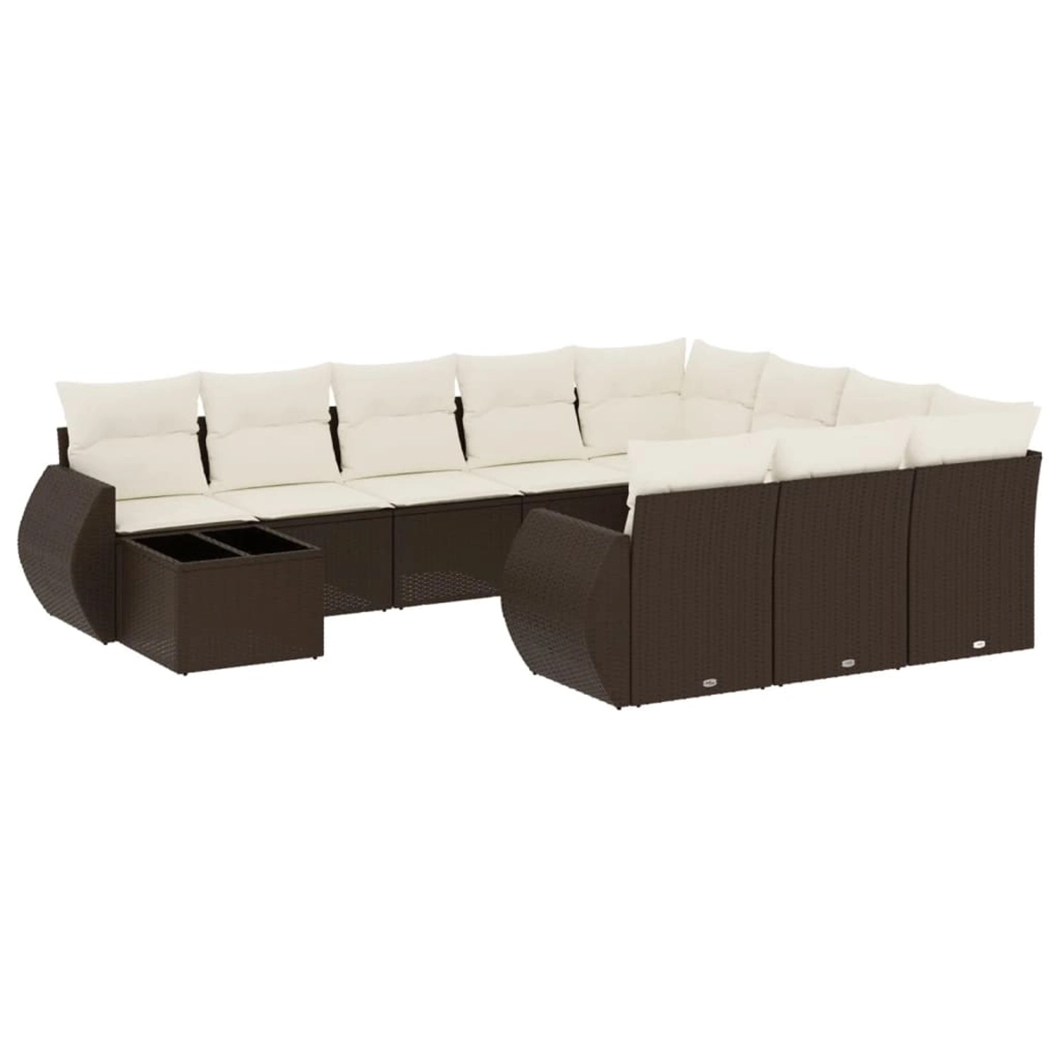 vidaXL 11-Tlg Garten-Sofagarnitur mit Kissen Braun Poly Rattan 3254270 günstig online kaufen