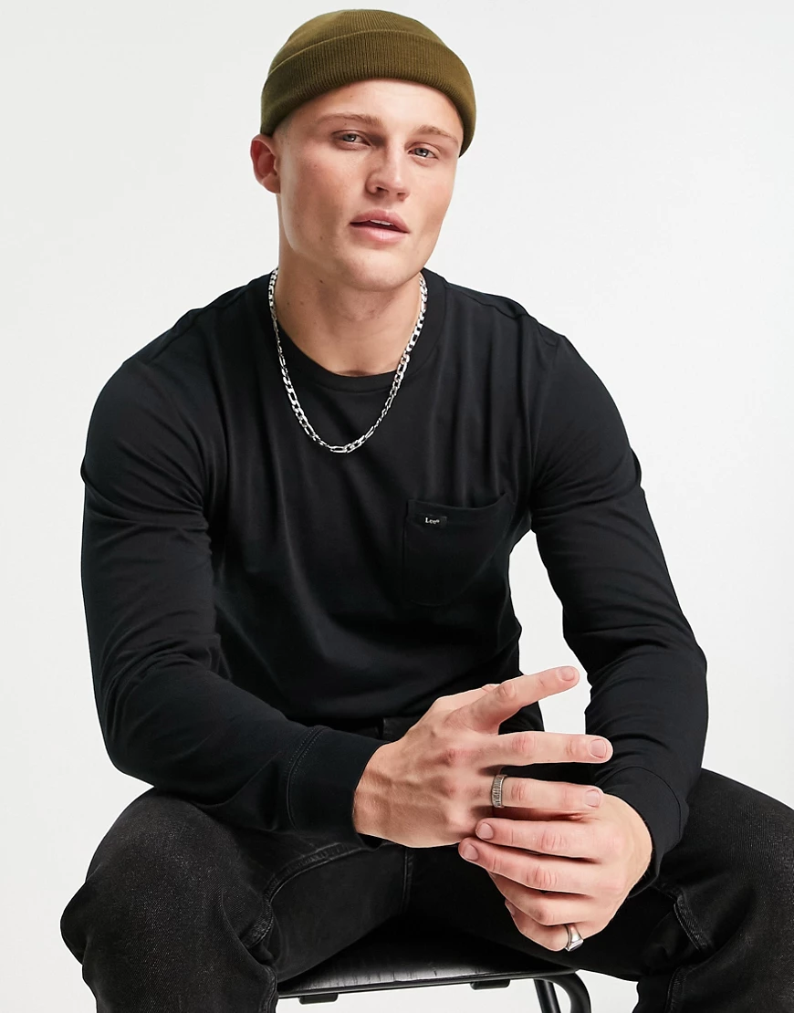 Lee – Langärmliges Shirt mit Tasche-Schwarz günstig online kaufen