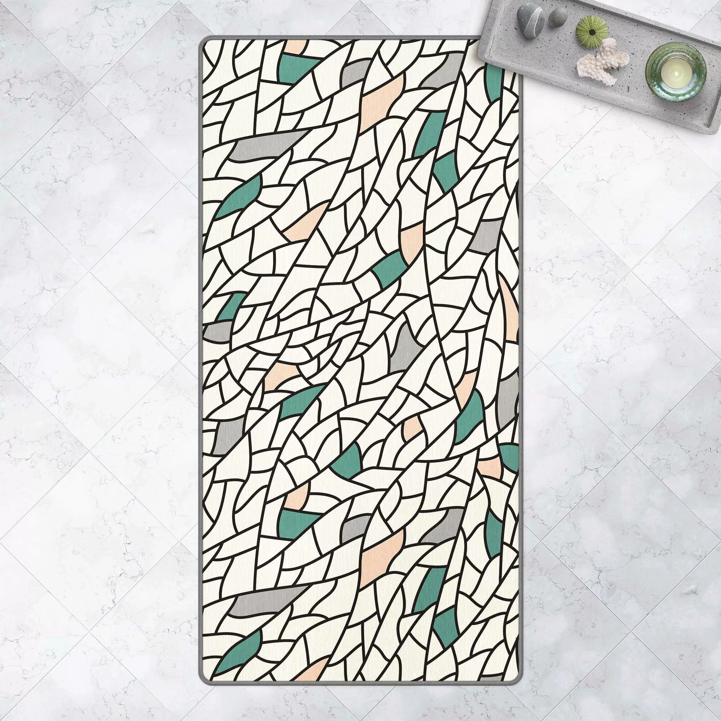 Teppich Mosaiklinien Muster Pastell günstig online kaufen