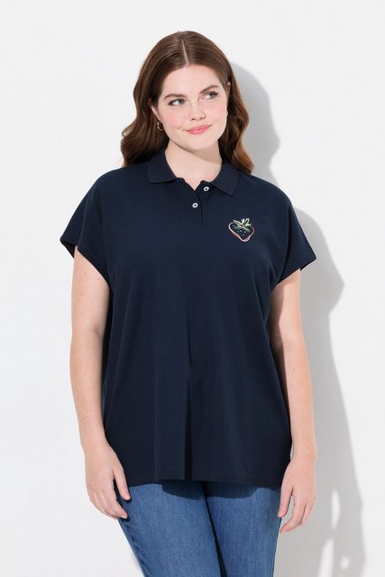 Ulla Popken Poloshirt Poloshirt Stickerei Polokragen Halbarm günstig online kaufen