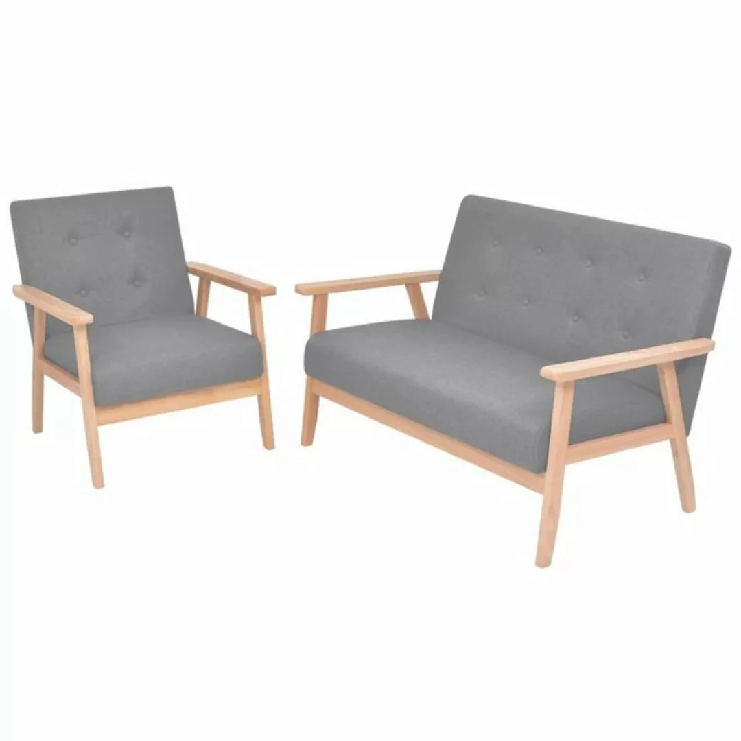 Sofa-set 2-tlg. Stoff Hellgrau günstig online kaufen