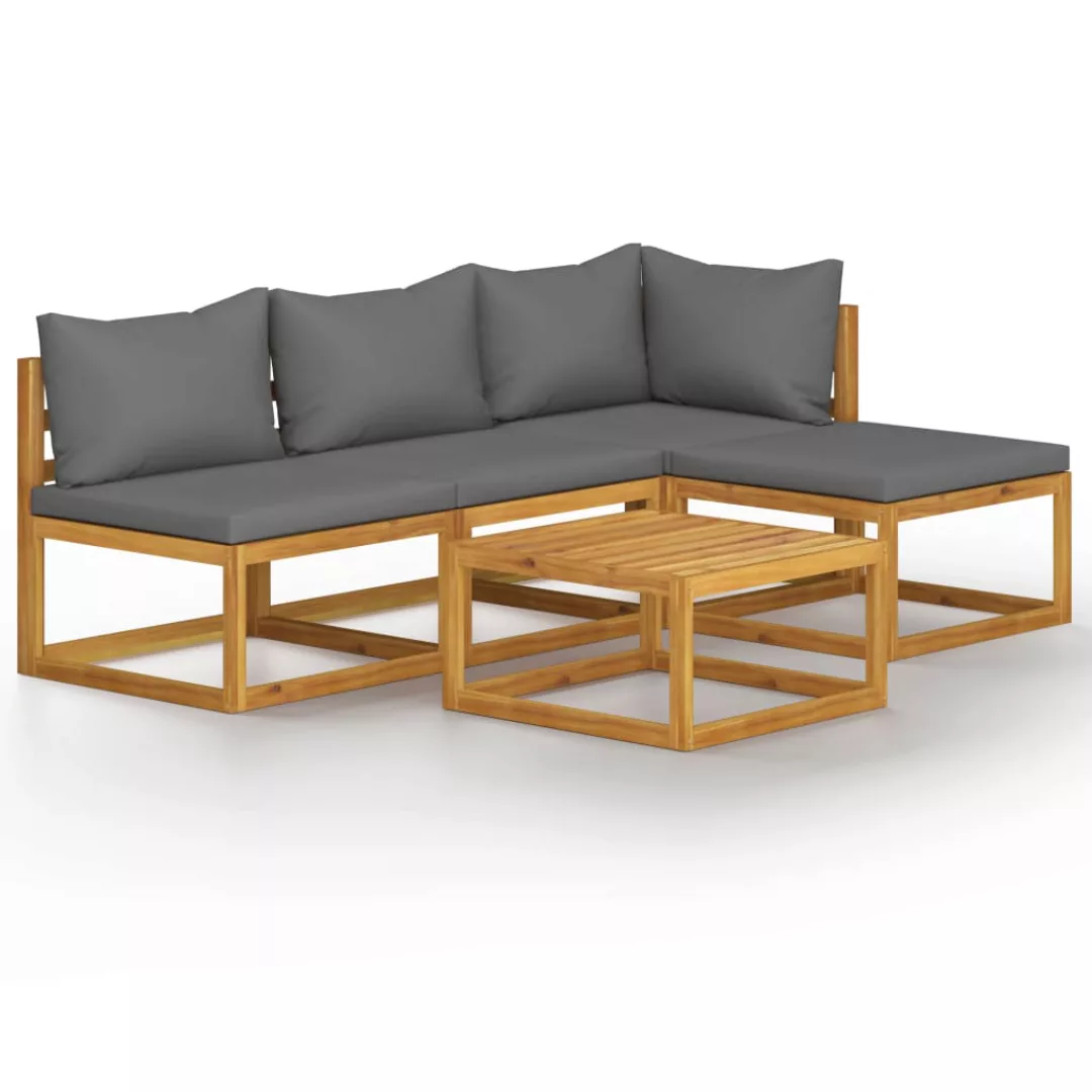 5-tlg. Garten-lounge-set Mit Auflage Massivholz Akazie günstig online kaufen