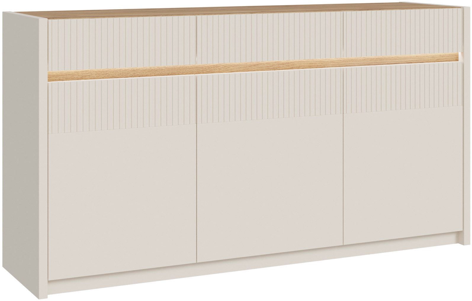 FORTE Sideboard "Oak Squere", Sideboard, Beleuchtung, Soft Close, Lamelleno günstig online kaufen