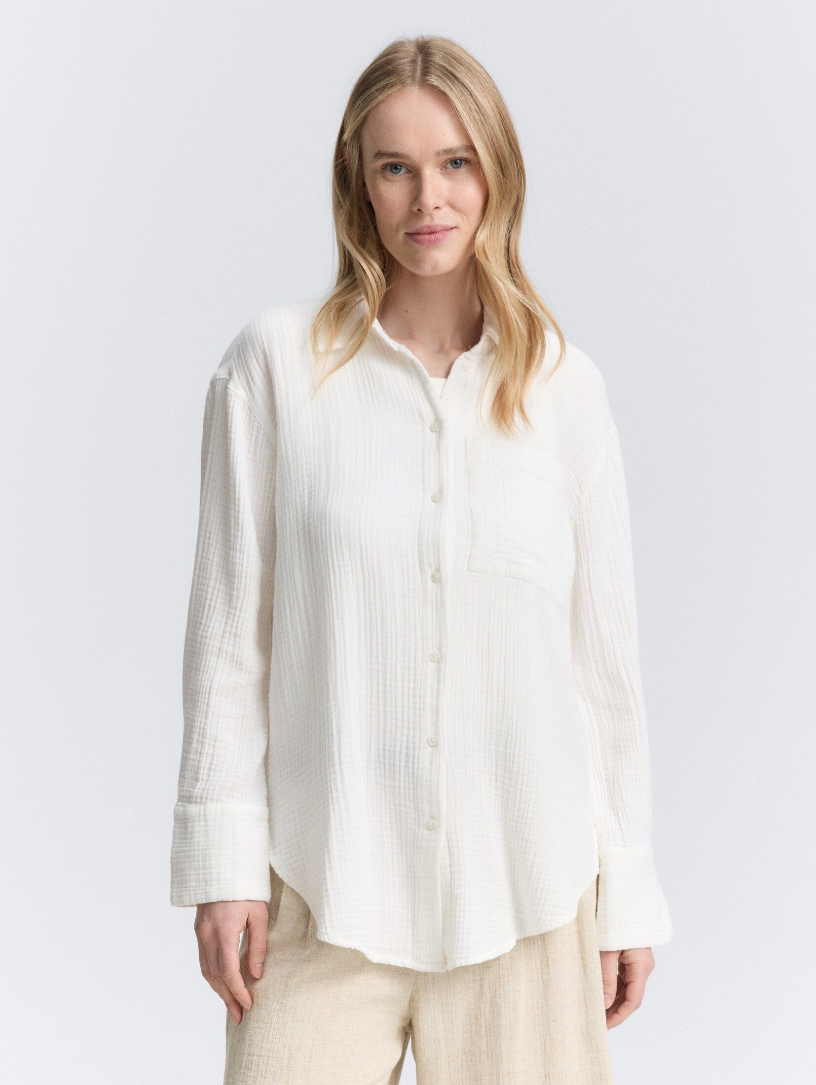 TOM TAILOR Langarmbluse Oversize Musselin Hemdbluse günstig online kaufen