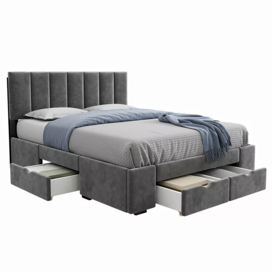 REDOM Polsterbett Doppelbett Stauraumbett Bett mit 4 Schubladen (160 x 200 günstig online kaufen