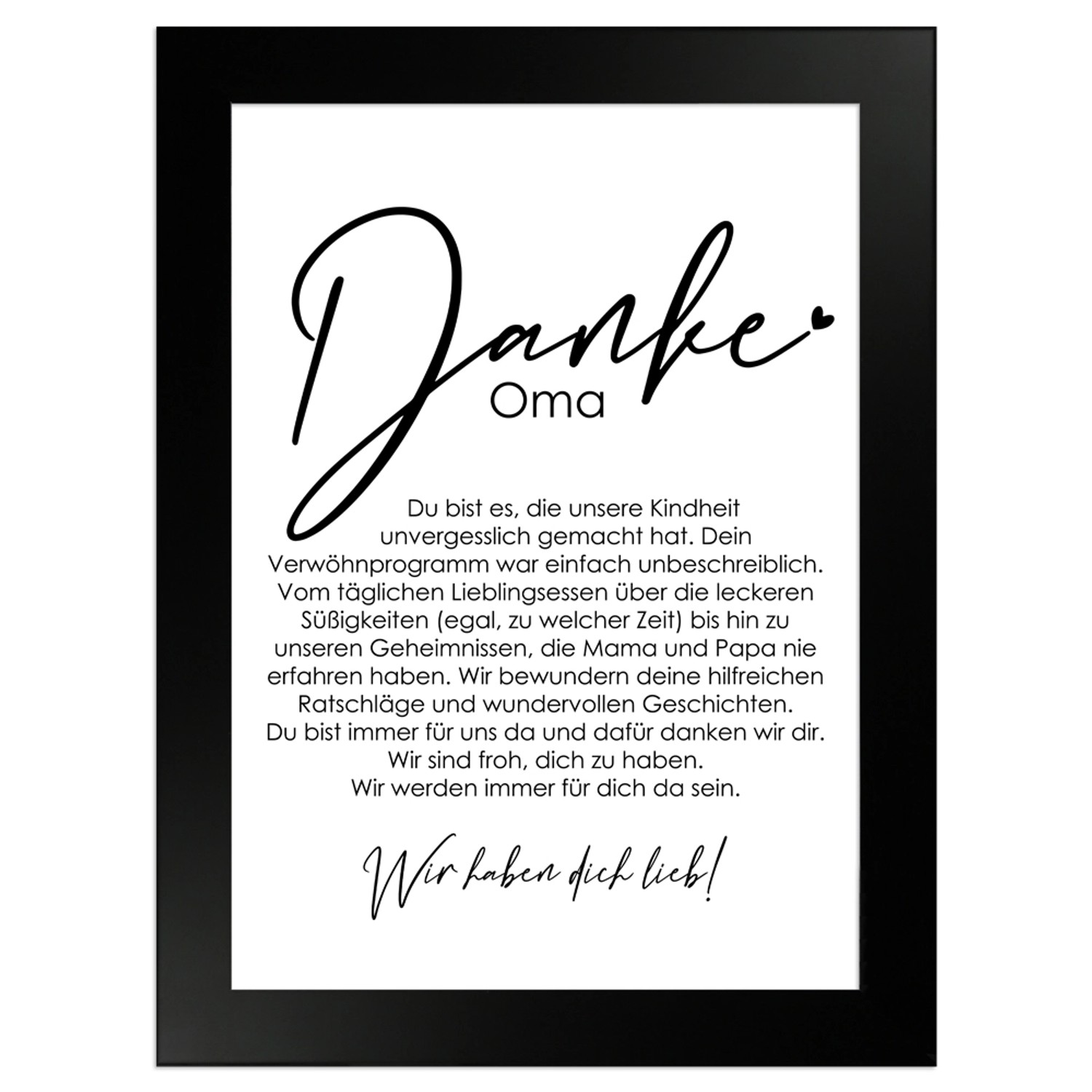 WANDStyle Gerahmtes Poster Danke Oma 13 x 18 cm Geschenkidee für Mehrere Pe günstig online kaufen