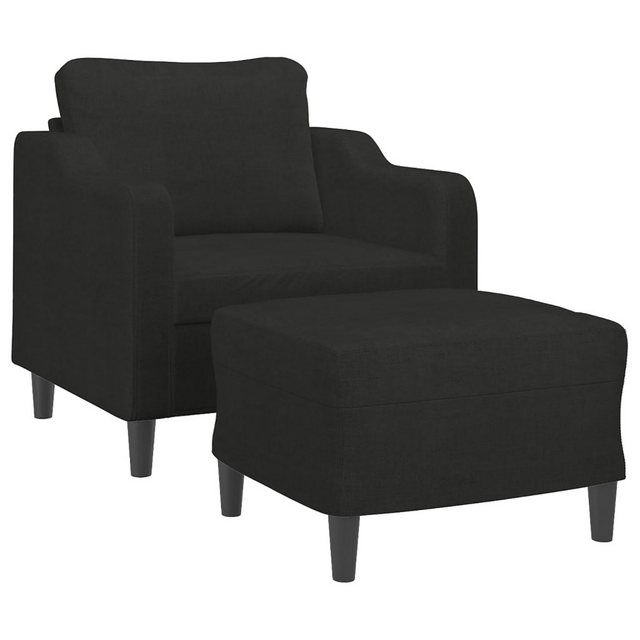 vidaXL Sofa Sessel mit Hocker Schwarz 60 cm Stoff günstig online kaufen