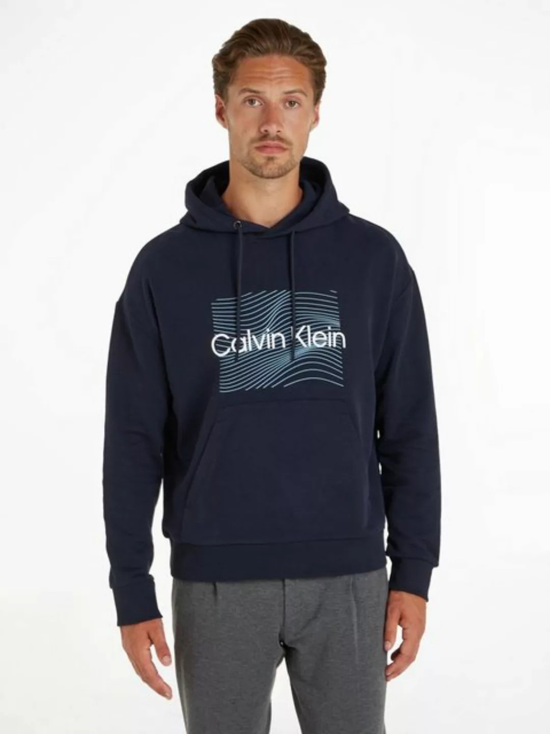 Calvin Klein Kapuzensweatshirt WAVE LINES HERO LOGO HOODIE mit Markenlabel günstig online kaufen