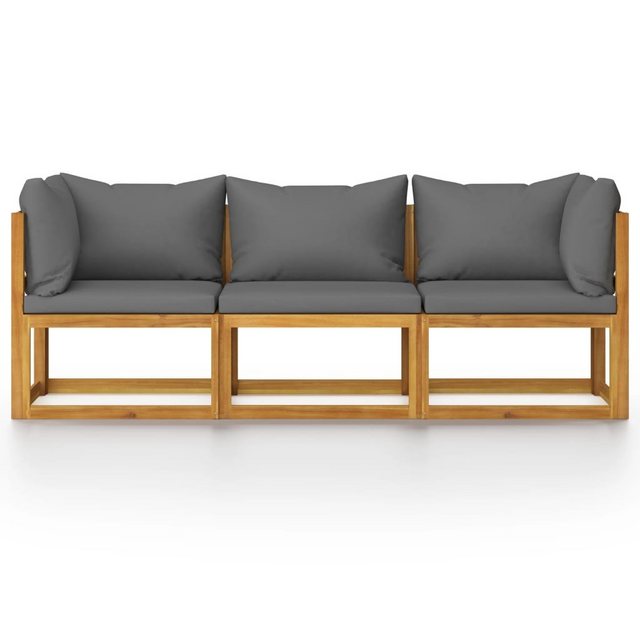 furnicato Loungesofa 3-Sitzer-Gartensofa mit Auflage Akazie Massivholz, 1 T günstig online kaufen