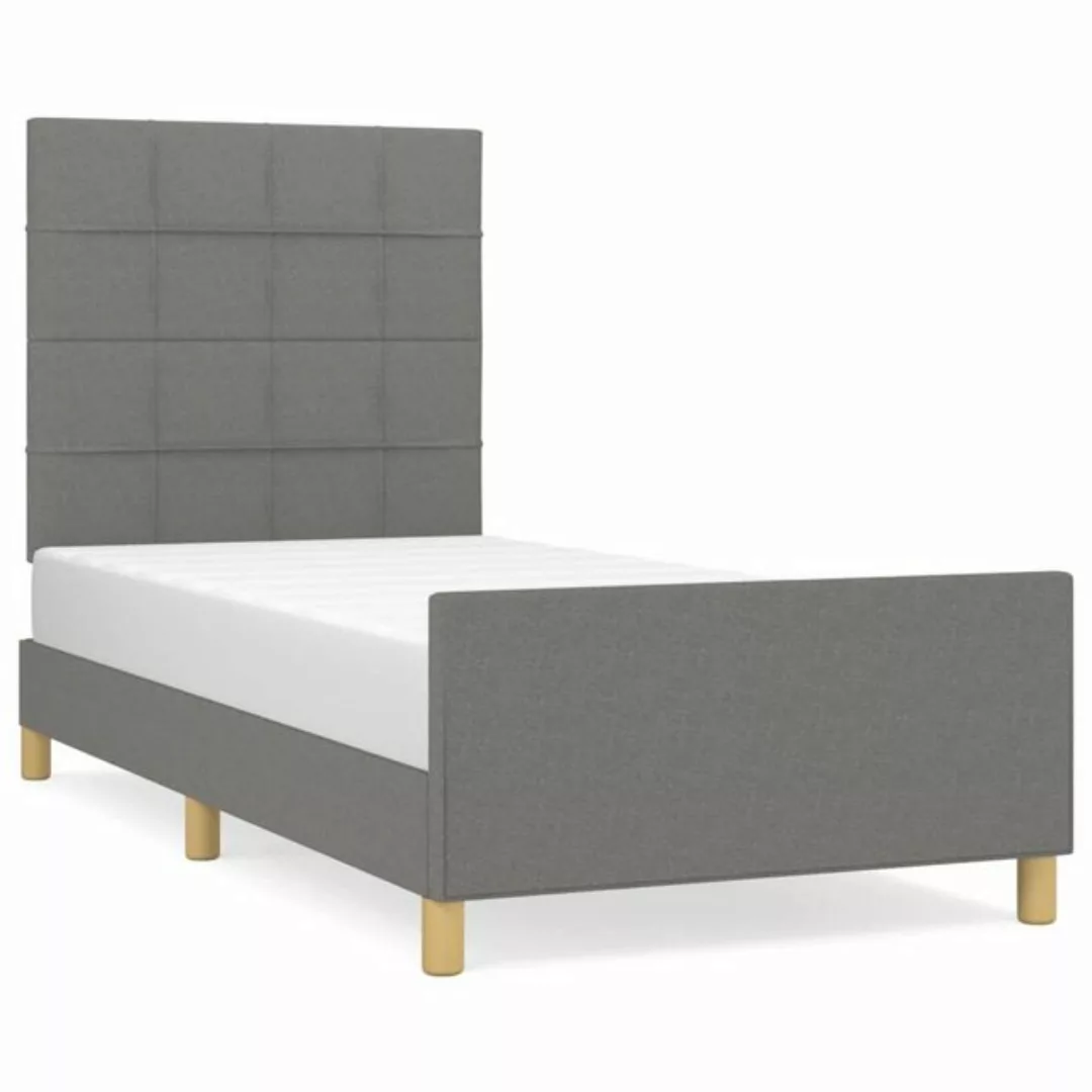 furnicato Bett Bettgestell mit Kopfteil Dunkelgrau 100x200 cm Stoff günstig online kaufen