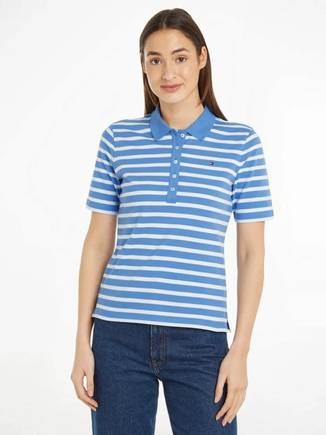 Tommy Hilfiger Poloshirt 1985 REG PIQUE STRIPE POLO SS mit dezenter Tommy H günstig online kaufen