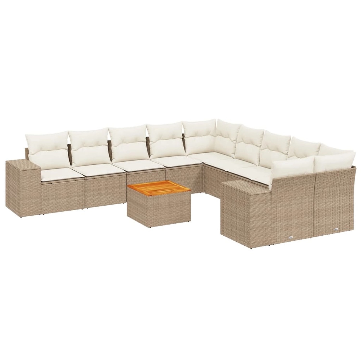 vidaXL 11-Tlg Garten-Sofagarnitur mit Kissen Beige Poly Rattan 3257969 günstig online kaufen
