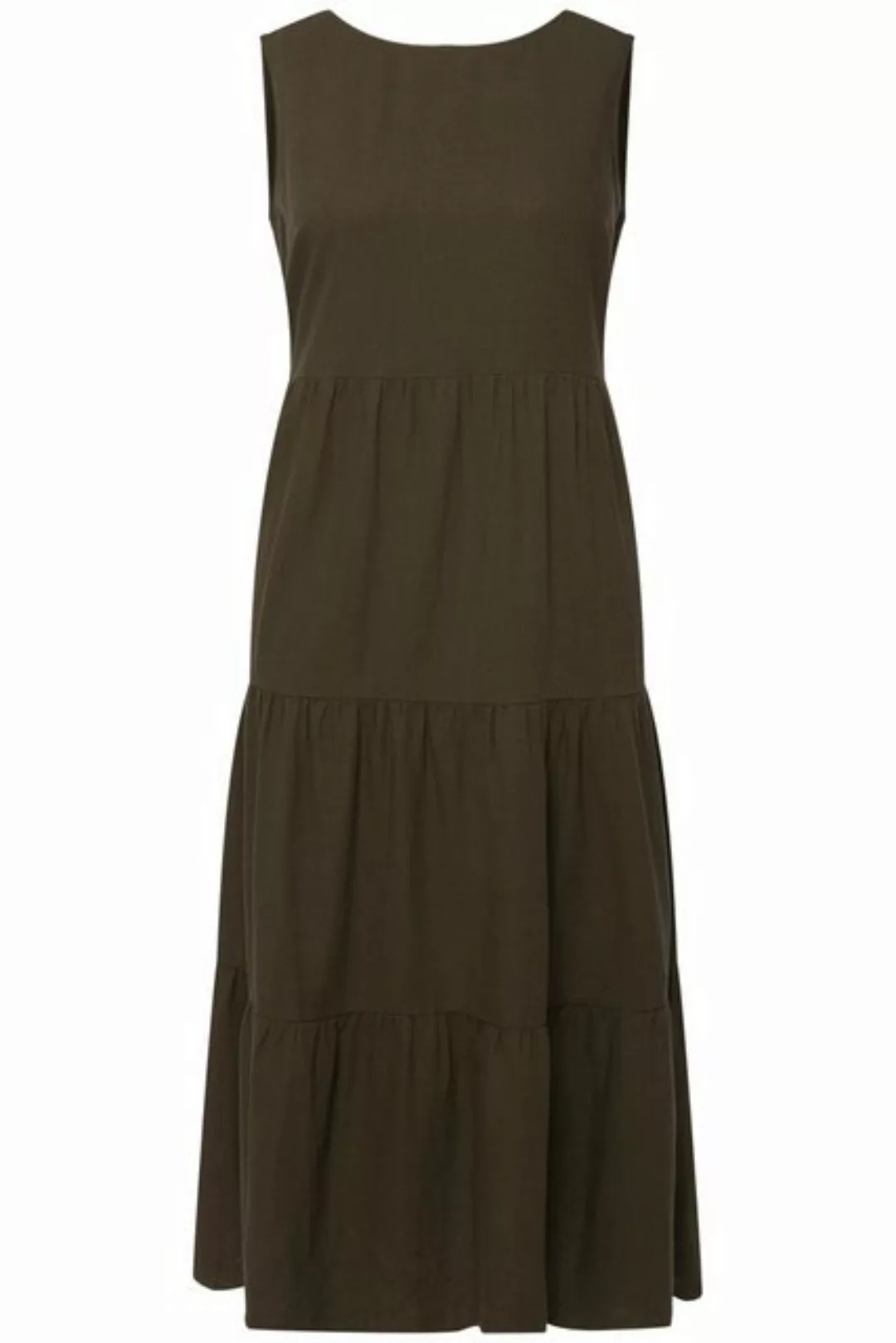 Ulla Popken Sommerkleid Midikleid Leinenmix Volants Rundhals ärmellos günstig online kaufen