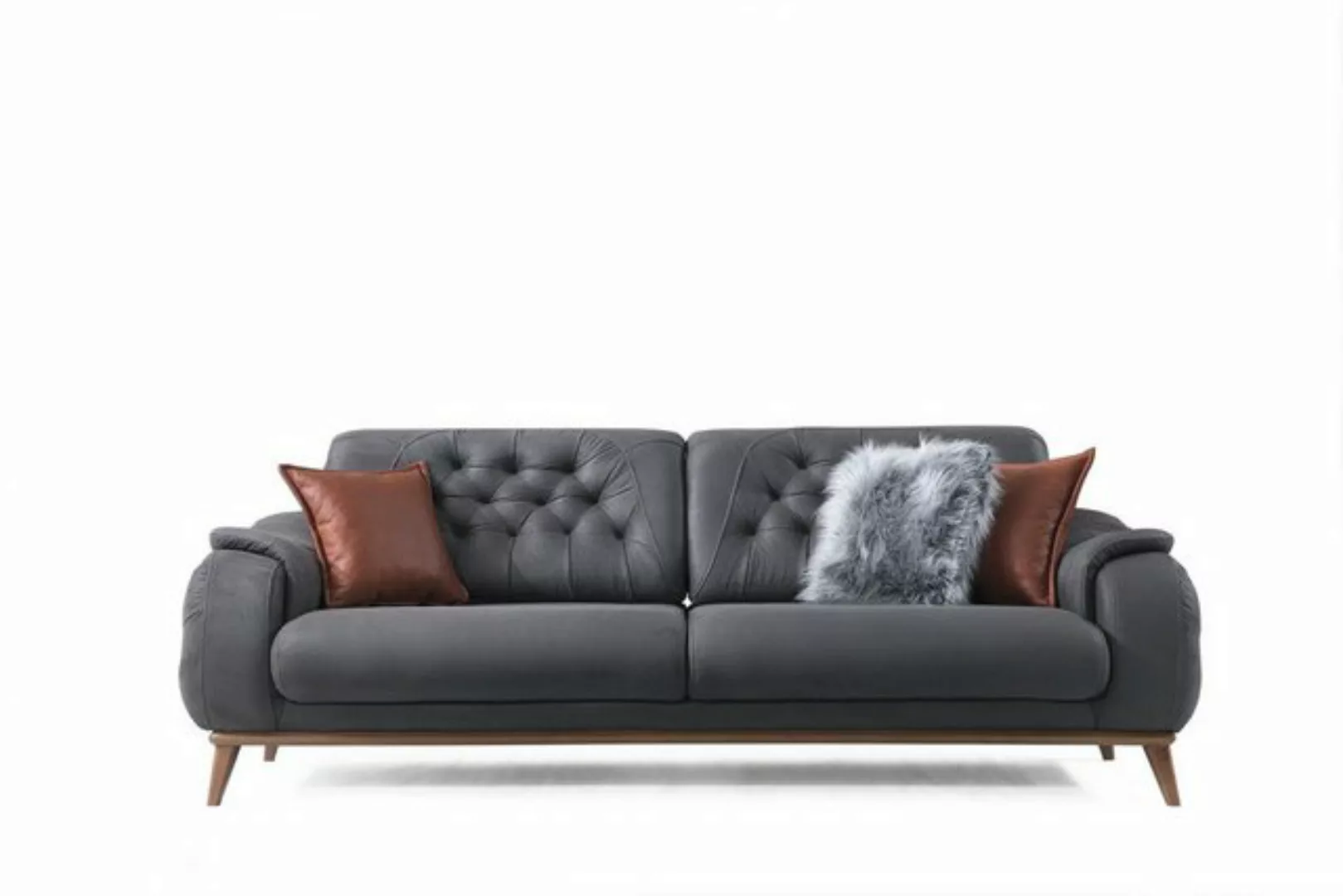 JVmoebel 3-Sitzer 3-Sitzer Sofa Modern Holz Wohnzimmer Möbel Grau farbe Lux günstig online kaufen