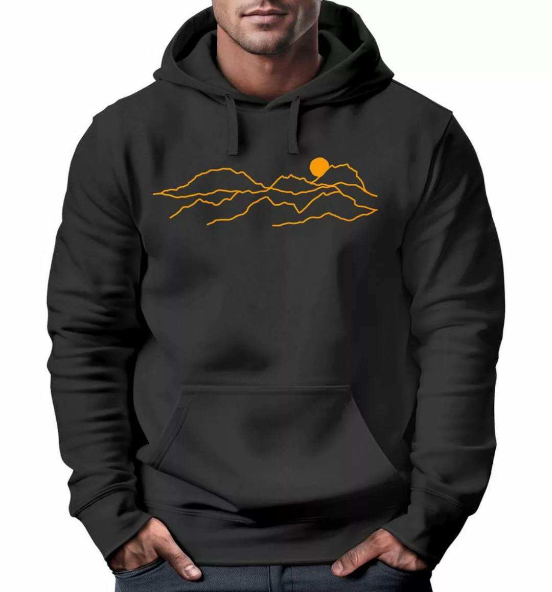 Neverless Hoodie Hoodie Herren Print Aufdruck Outdoor Motiv Line Art Wander günstig online kaufen