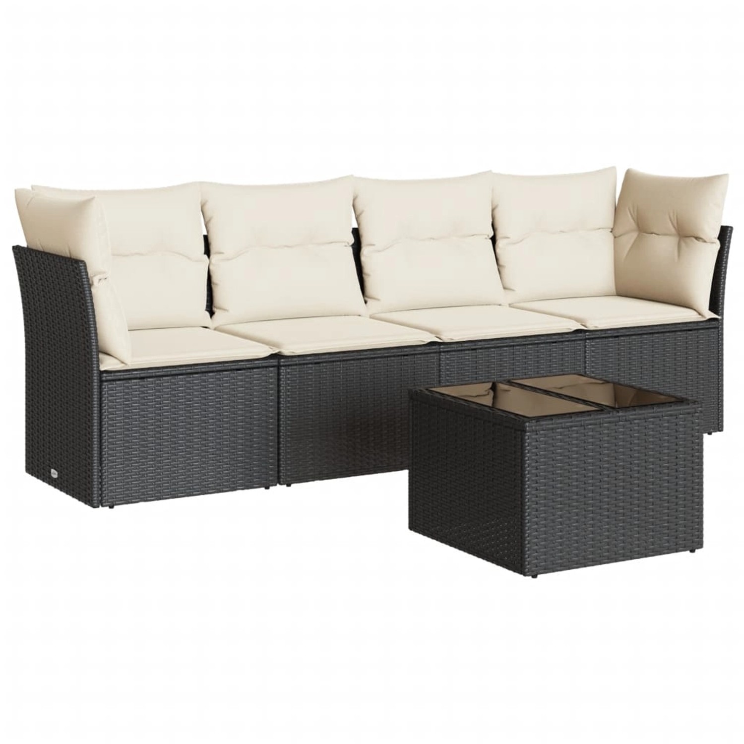 vidaXL 5-tlg Garten-Sofagarnitur mit Kissen Schwarz Poly Rattan Modell 32 günstig online kaufen