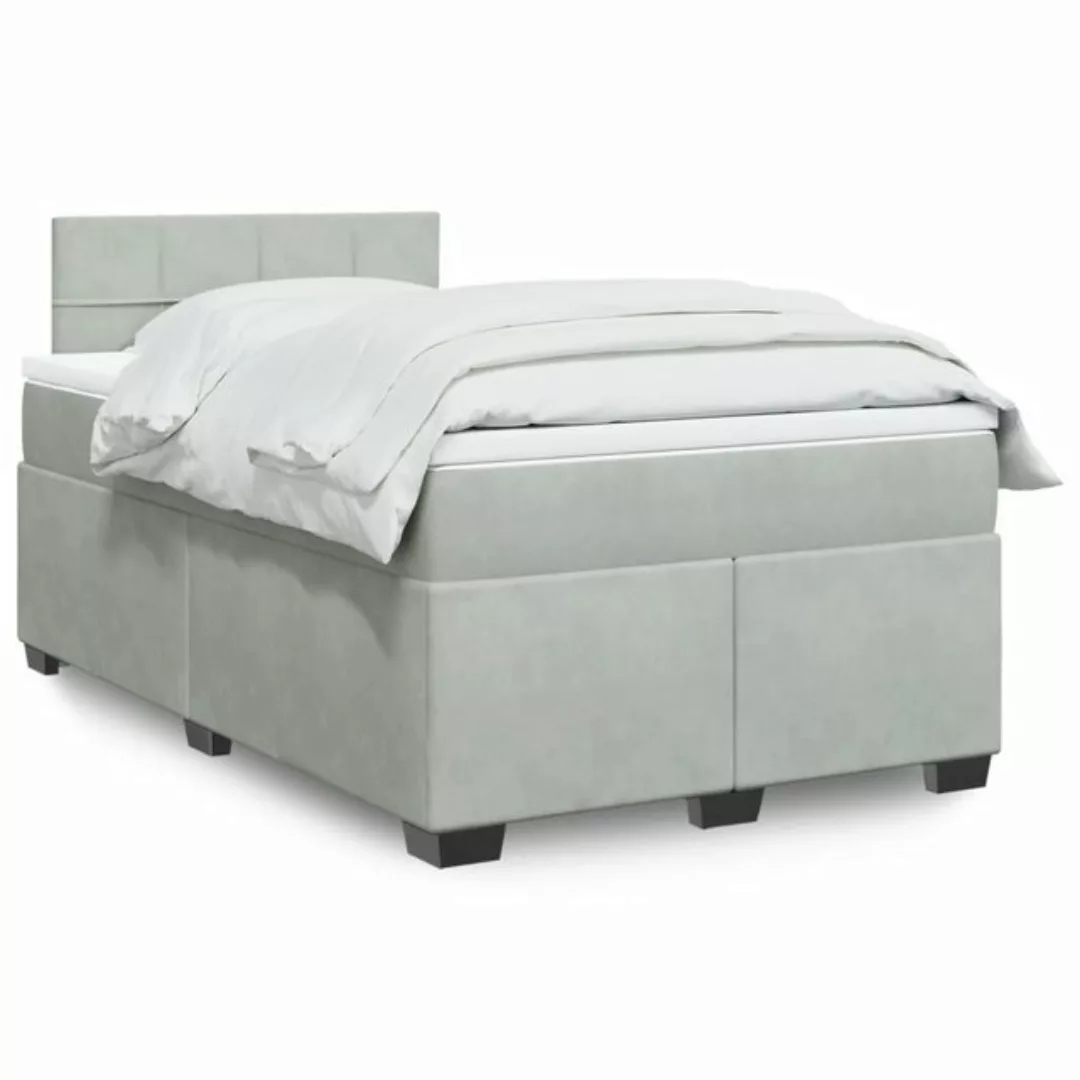 furnicato Bettgestell Boxspringbett mit Matratze Hellgrau 120x200 cm Samt günstig online kaufen