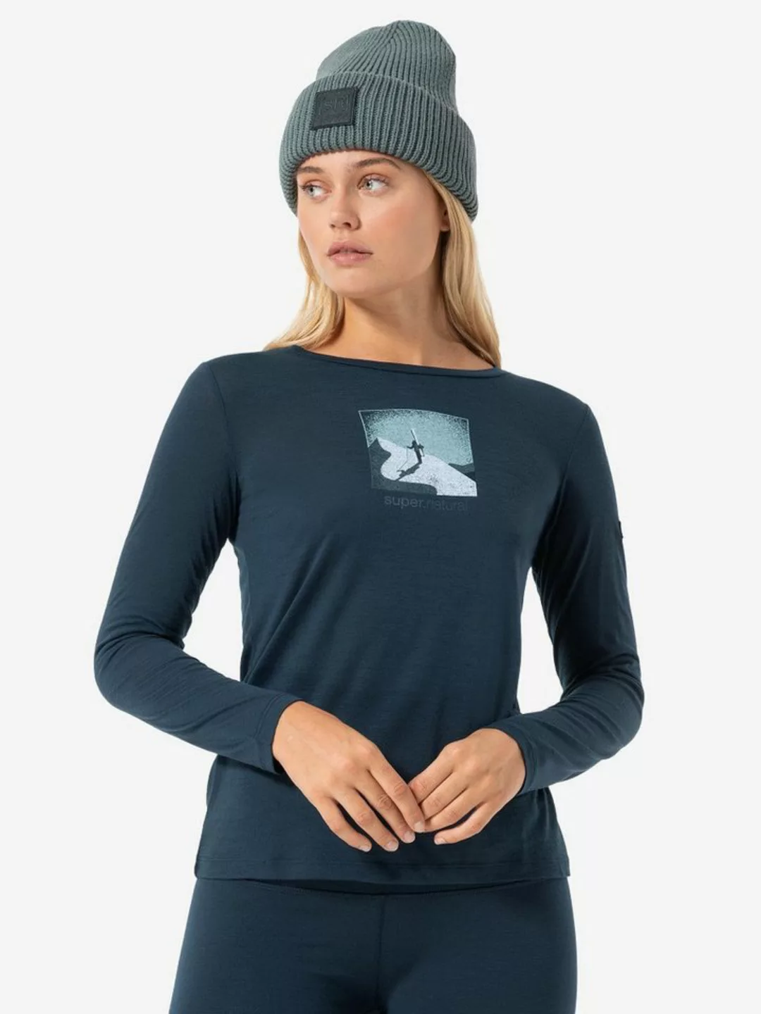 SUPER.NATURAL Sweatshirt für Damen, Merino ALMOST DONE Skitour Motiv, Berge günstig online kaufen