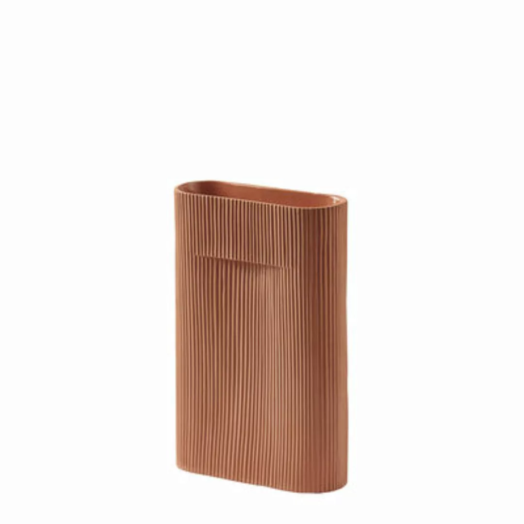 Vase Ridge Medium keramik braun / H 35 cm - Muuto - Braun günstig online kaufen