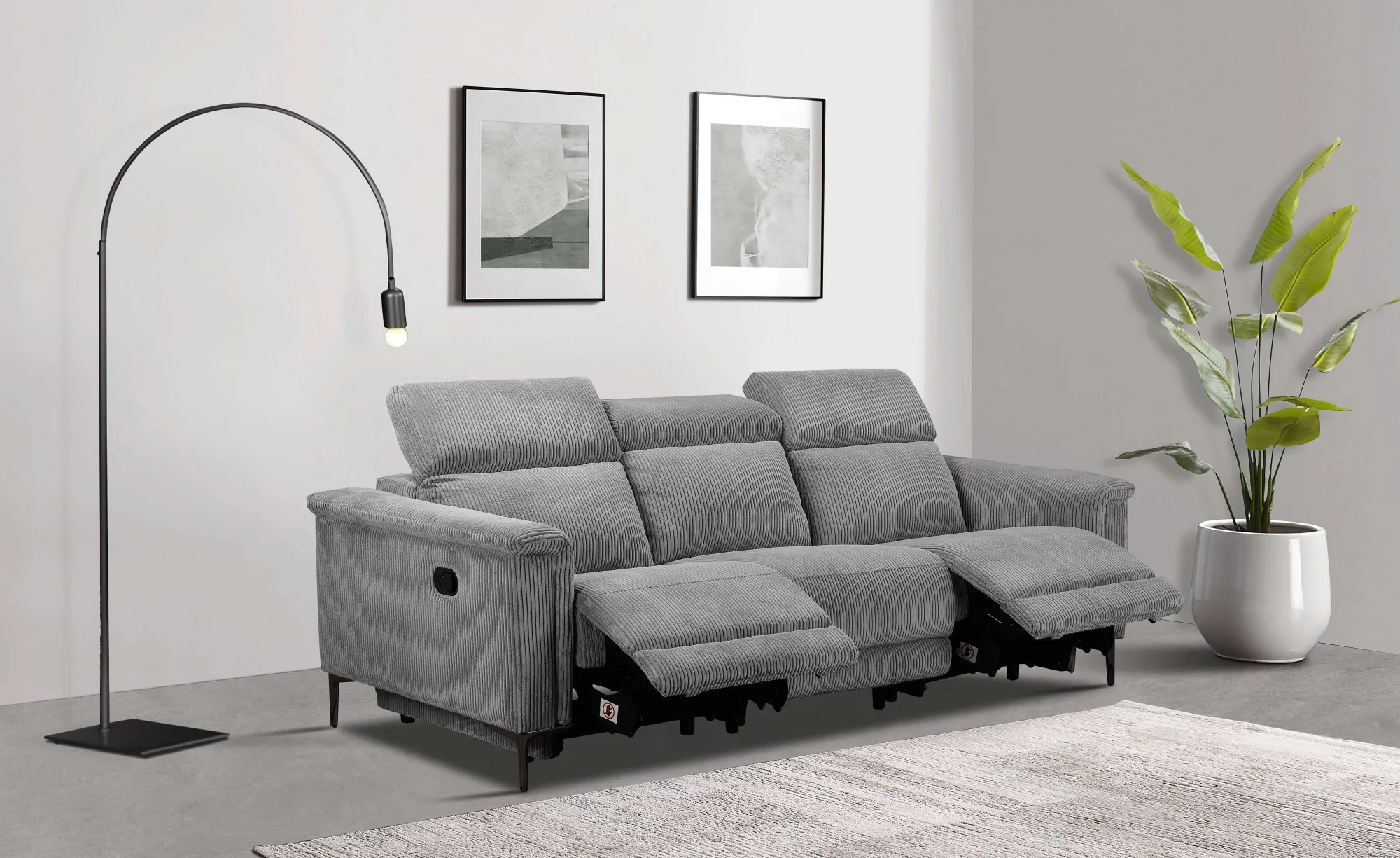 Home affaire 3-Sitzer "Lund Cord, mit manueller o. elektrischer Relaxfunkti günstig online kaufen