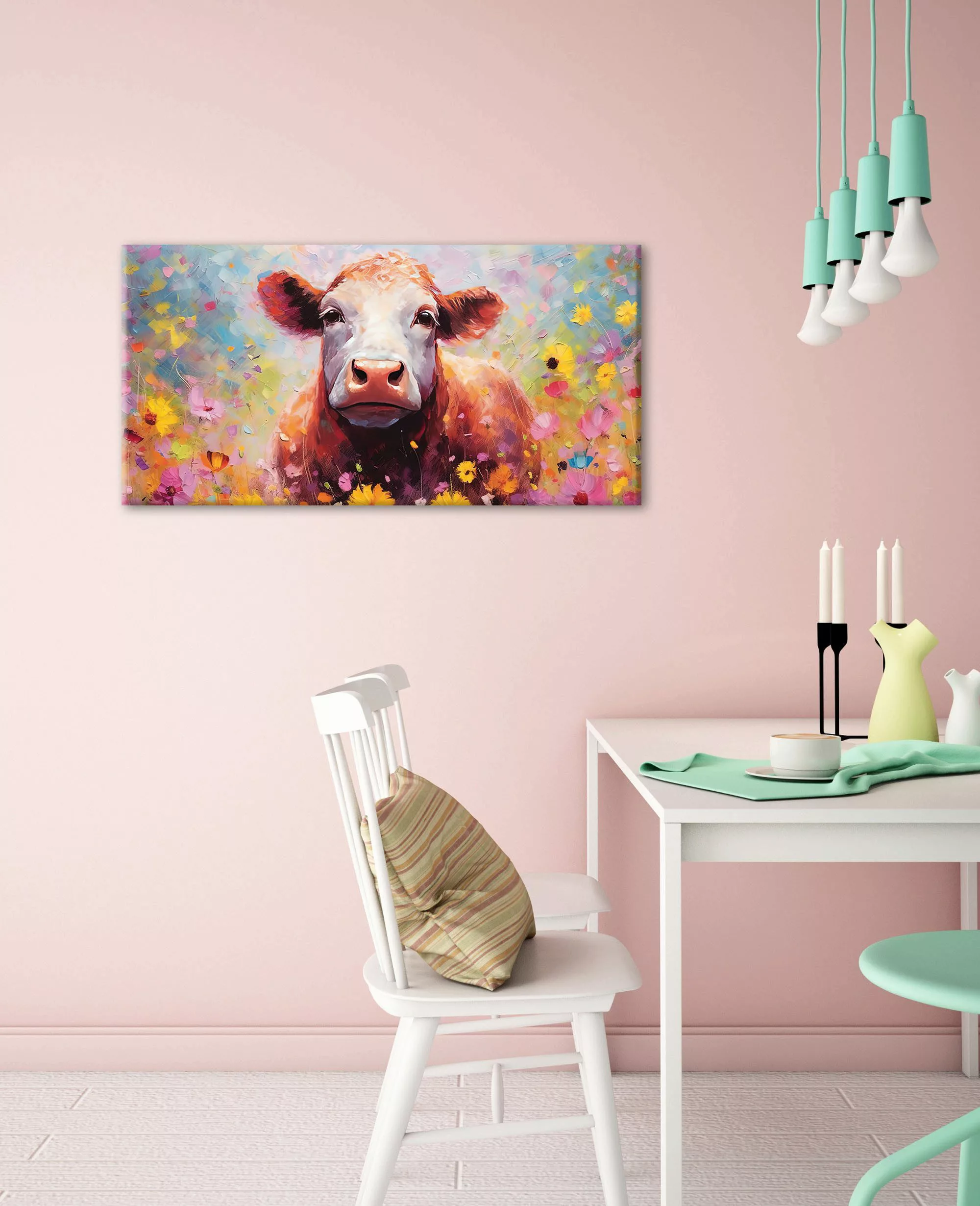 Bönninghoff Leinwandbild, Blumen, Blumenbilder, Kuh, Kuhbilder, günstig online kaufen