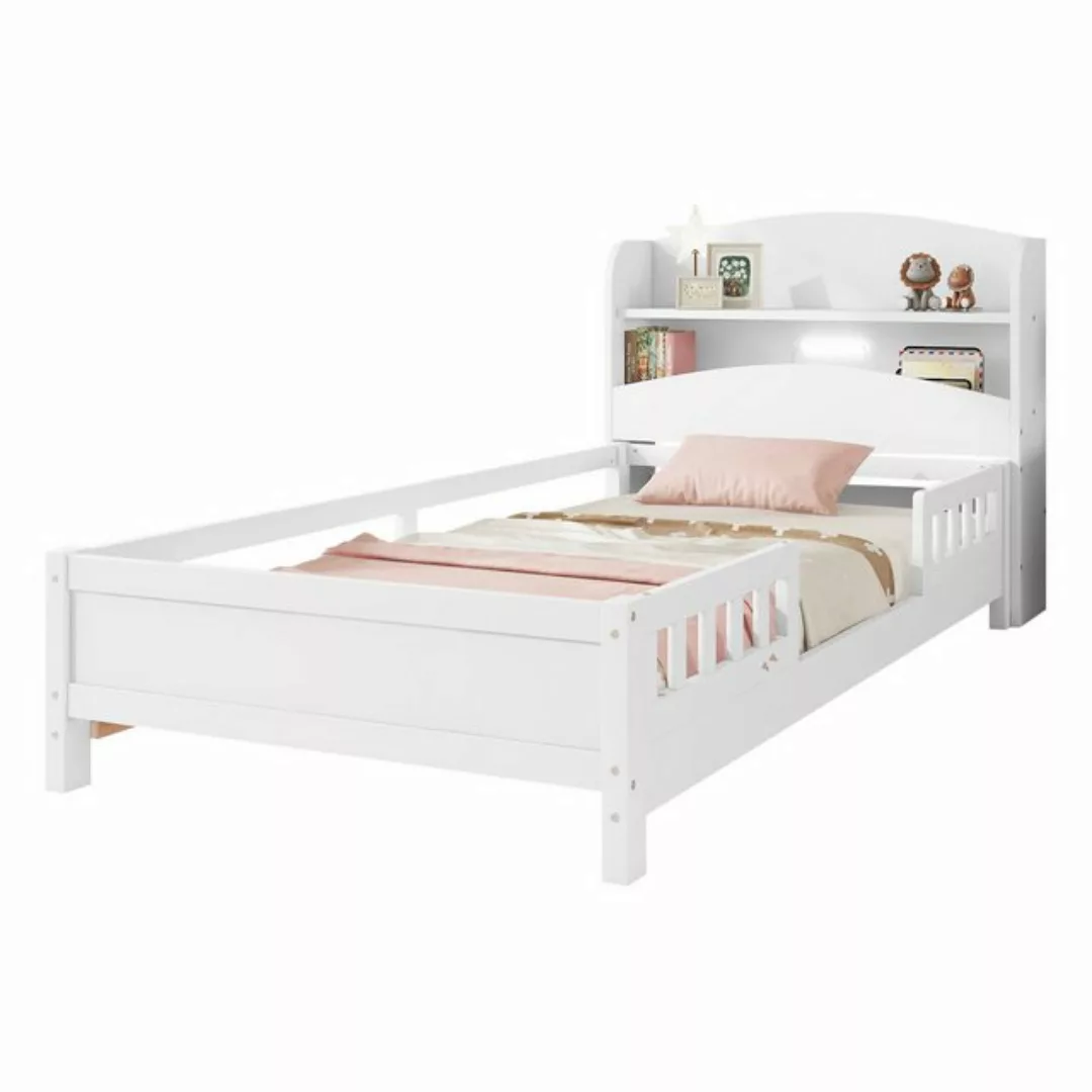 OKWISH Kinderbett Einzelbett Holzbett Flachbett Stauraumbett (mit LED-Umgeb günstig online kaufen