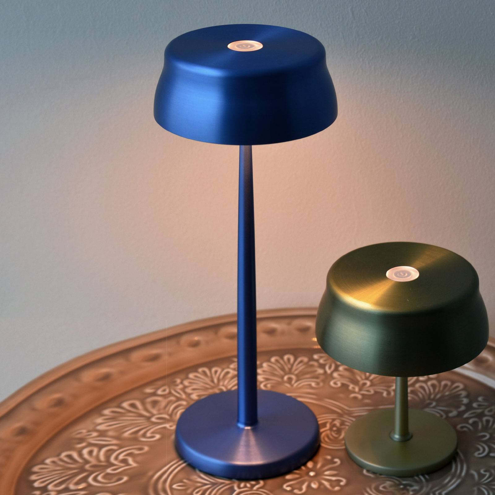 Zafferano Sister Light LED-Tischlampe Akku, blau günstig online kaufen