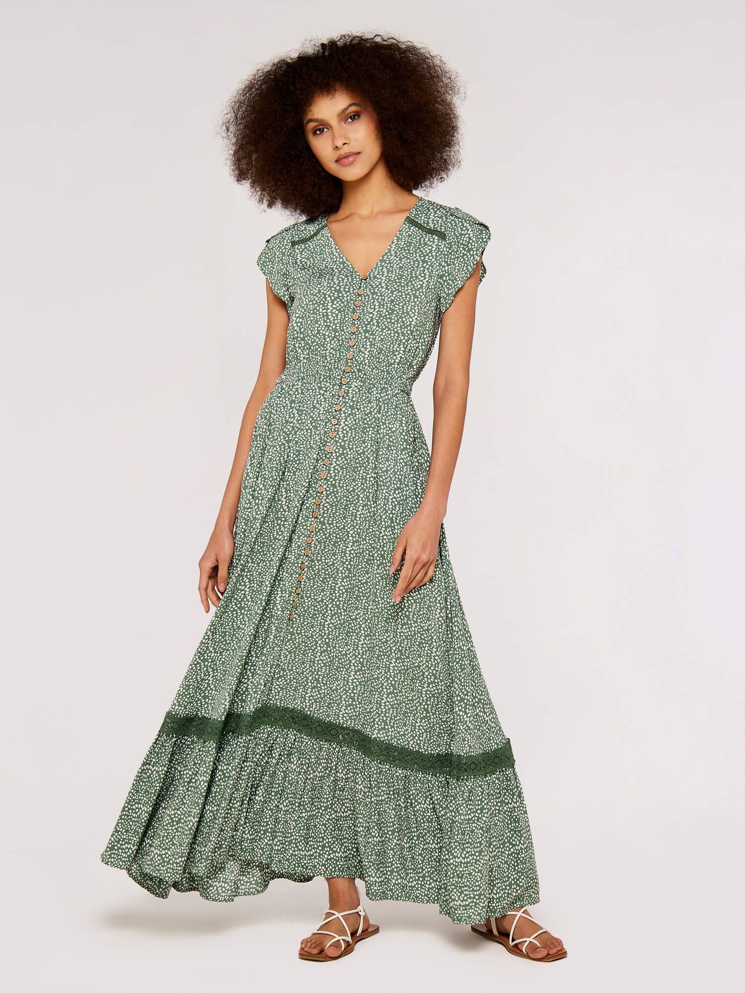 Apricot Druckkleid Sommerkleid, (1-tlg) mit bestickter günstig online kaufen