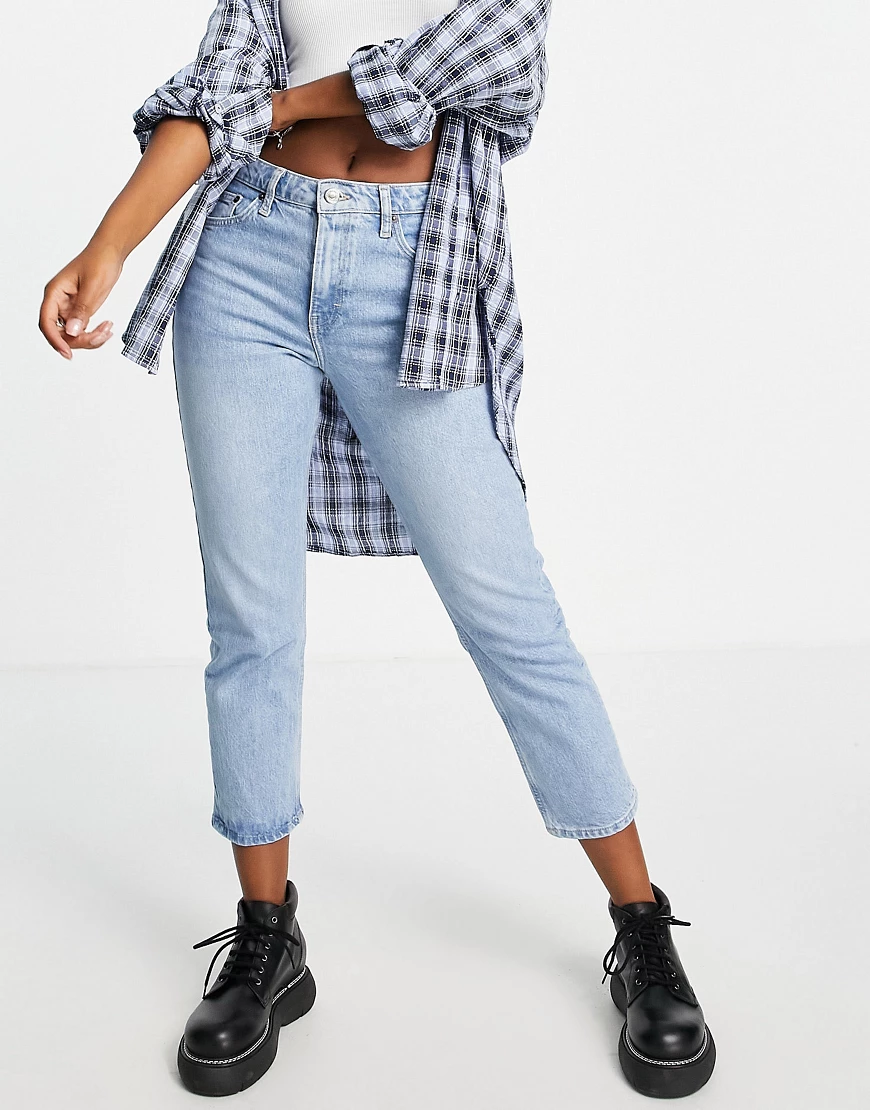 Topshop – Gerade geschnittene, ausgeblichene Jeans aus Bio-Baumwolle mit ve günstig online kaufen