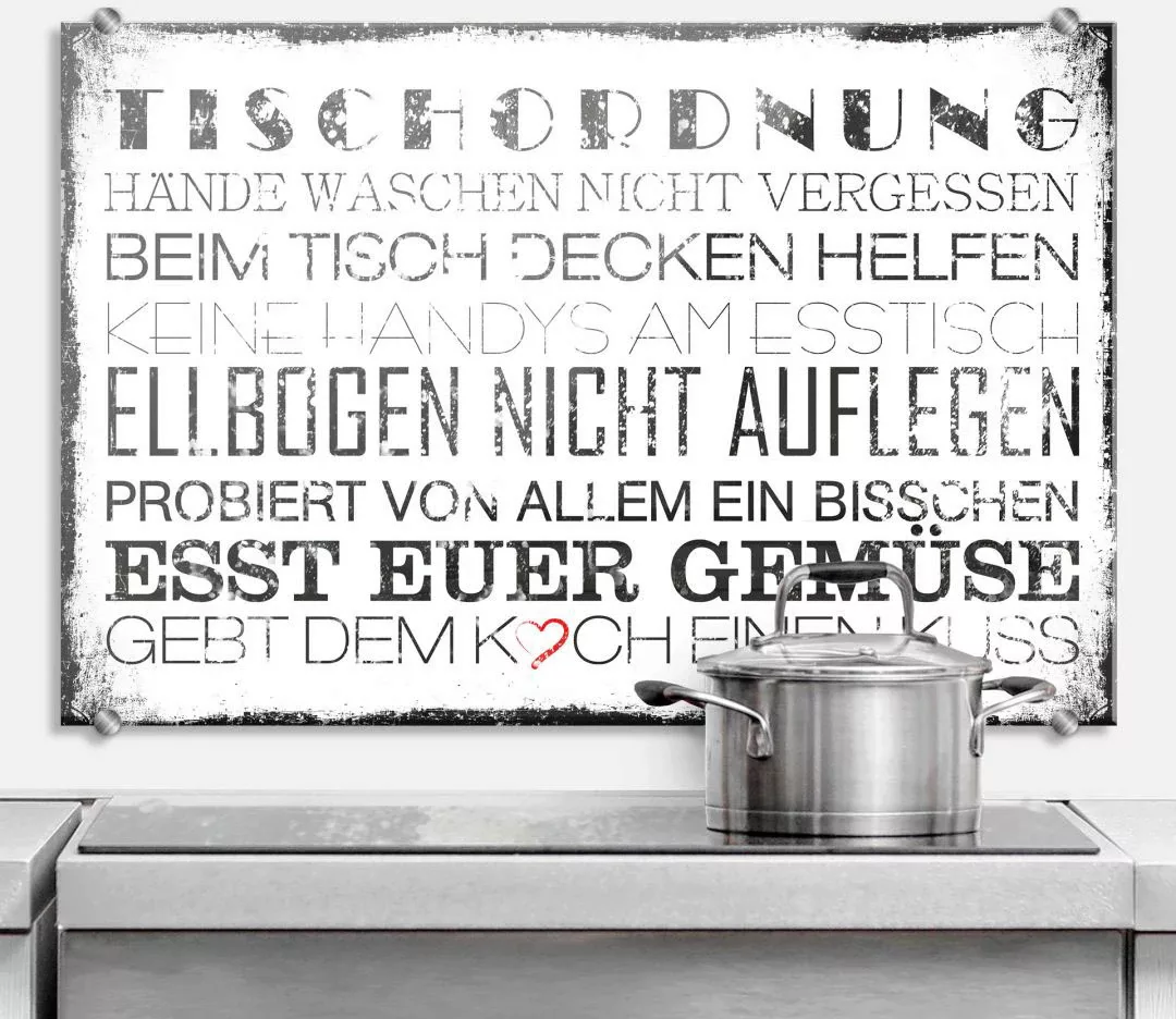 Wall-Art Herd-Abdeckplatte »Spritzschutz Küche Tischordnung«, (1 tlg.), Her günstig online kaufen