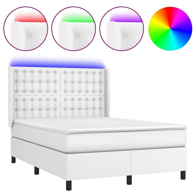 vidaXL Boxspringbett Boxspringbett mit Matratze und LED Kunstleder (140 x 2 günstig online kaufen