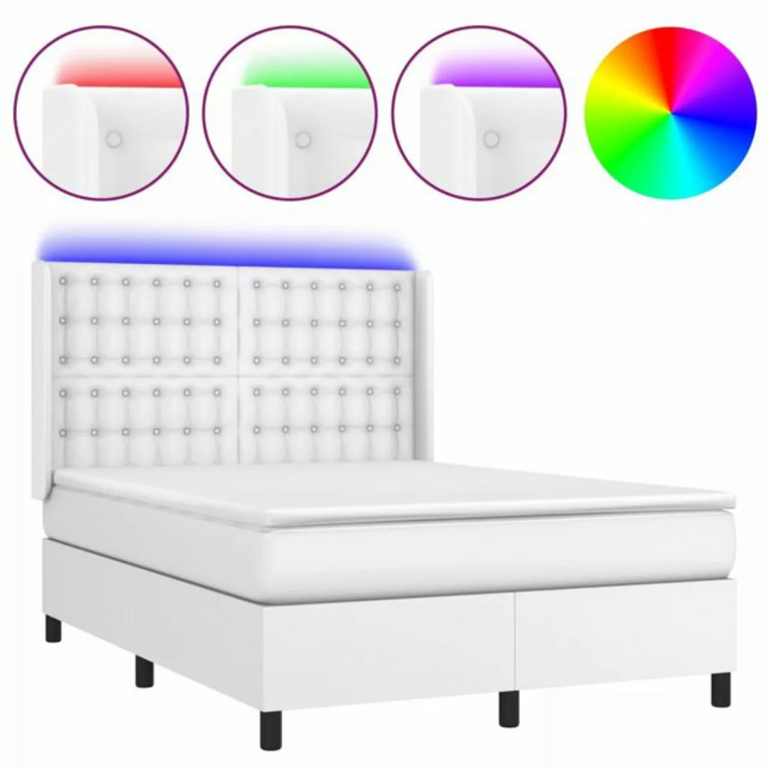 vidaXL Boxspringbett Boxspringbett mit Matratze und LED Kunstleder (140 x 1 günstig online kaufen