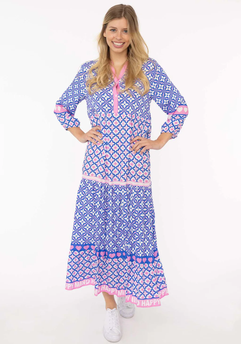 Zwillingsherz Maxikleid ""Dreams"", mit Mustermix, Knopfleiste und 3/4 Arm günstig online kaufen