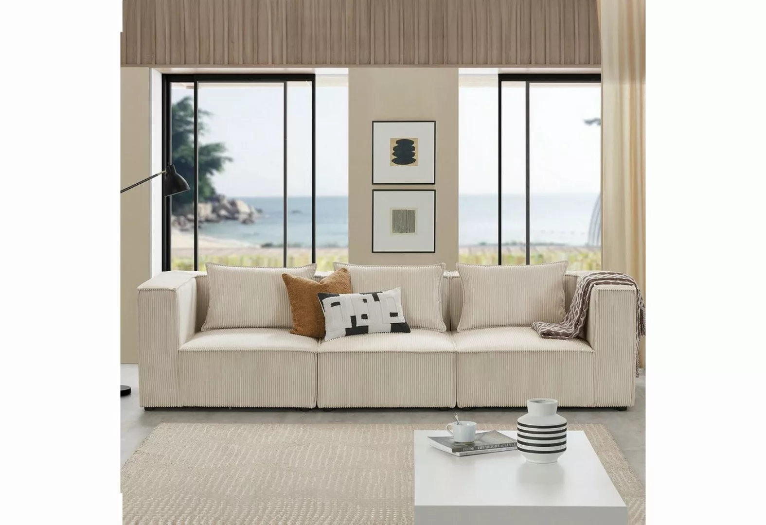 Juskys 3-Sitzer Domas, 3 Teile, M, modulare Couch für Wohnzimmer, Garnitur günstig online kaufen