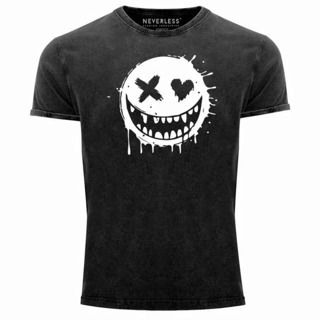 Neverless Print-Shirt Herren Vintage Shirt Print Aufdruck Motiv Smiling Dri günstig online kaufen