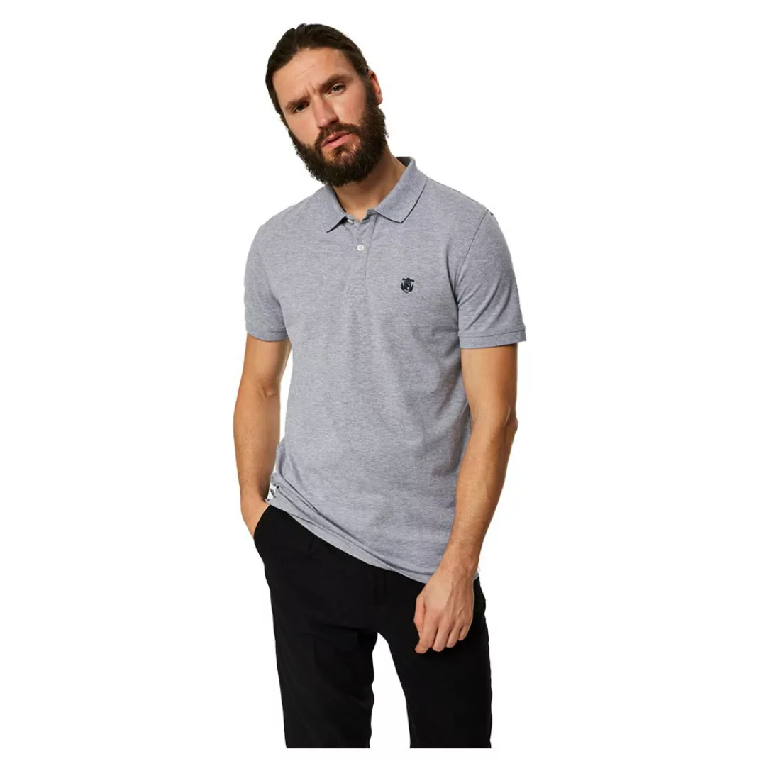Selected Haro Kurzärmliges Poloshirt Mit Stickerei S Medium Grey Melange günstig online kaufen