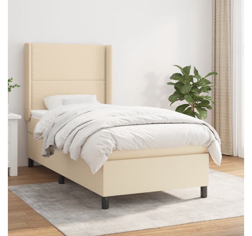 vidaXL Boxspringbett Boxspringbett mit Matratze Creme 90x200 cm Stoff Bett günstig online kaufen