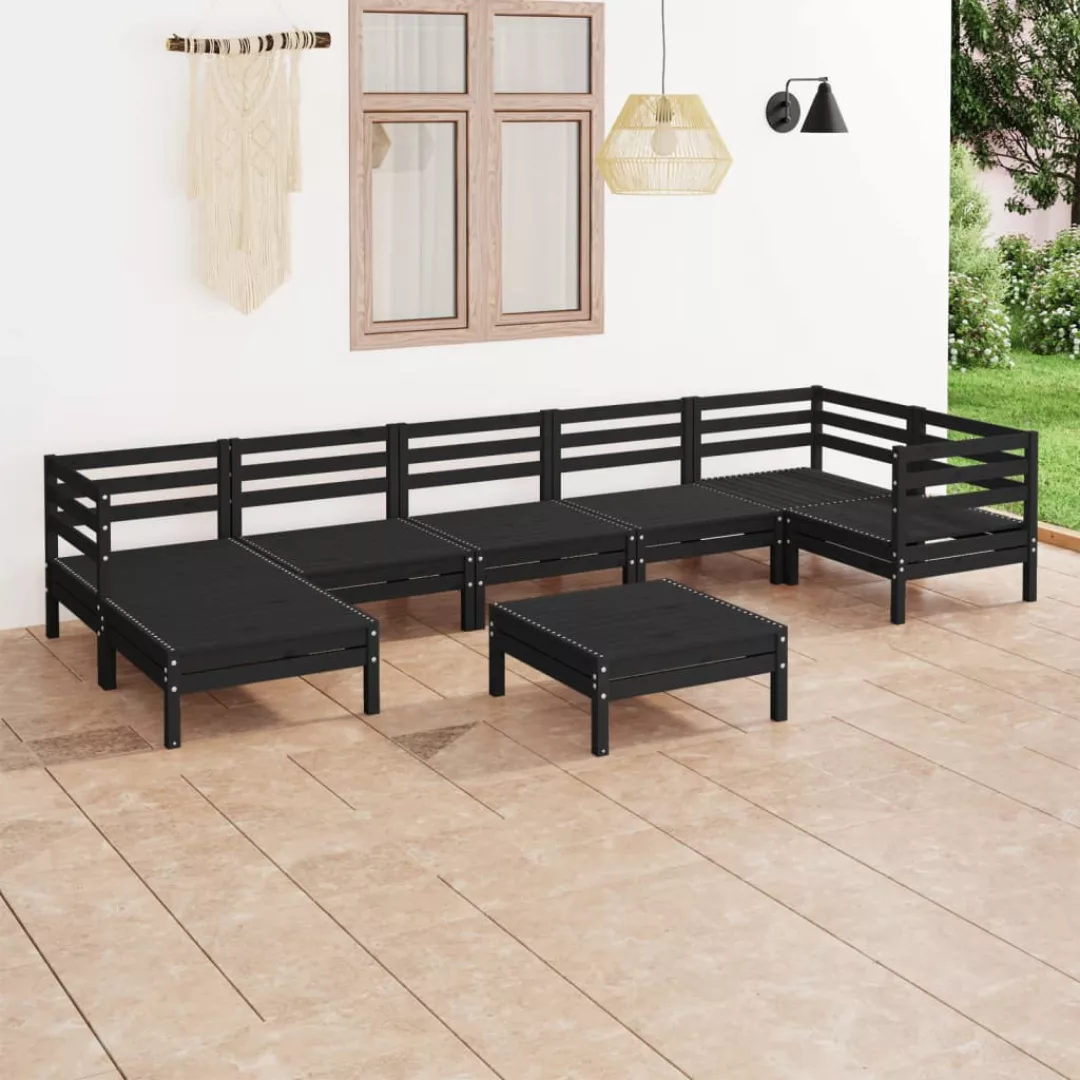 8-tlg. Garten-lounge-set Massivholz Kiefer Schwarz günstig online kaufen